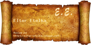 Elter Etelka névjegykártya